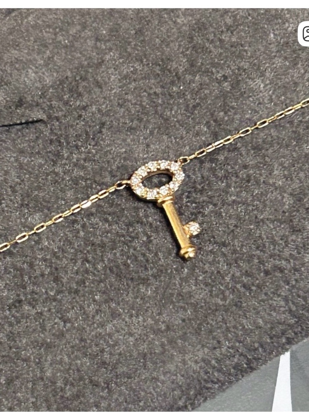 Gold Key Pendant Necklace with Pavé Crystals - Women Jewelry